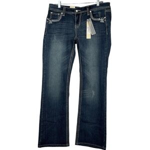 Grace in LA Jeans Embroidered Rhinestones  Distressed  Womens 36 Waist Western
